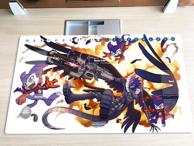 Mlikemat New Playmat Digimon DTCG Mat Impmon Beelzemon TCG CCG OCG Trading Card Game Mat with Zones + Free Bag (ZD002-477-SM) - Image 2